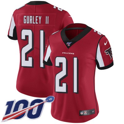 Nike Atlanta Falcons #21 Todd Gurley II Red Team Color Women's Stitched NFL 100th Season Vapor Untouchable Limited Jersey